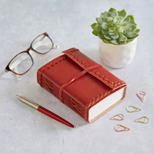 Paper High Stitched Distressed Leather Journal