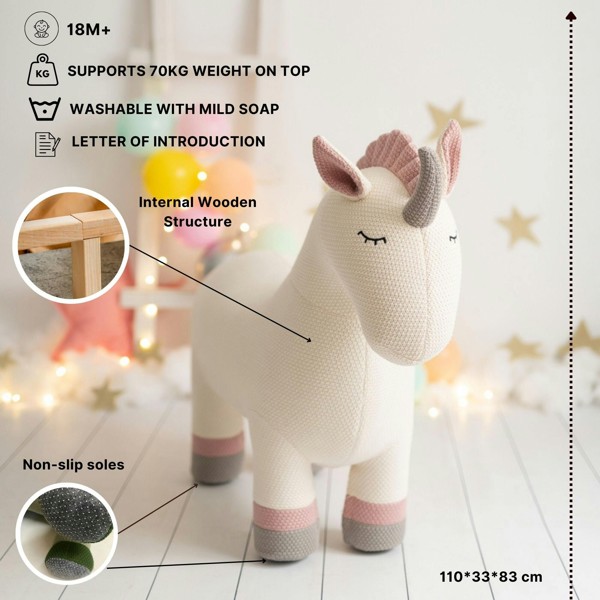 CROCHETTS Large unicorn plush with auxiliary seat for children LT-Y14