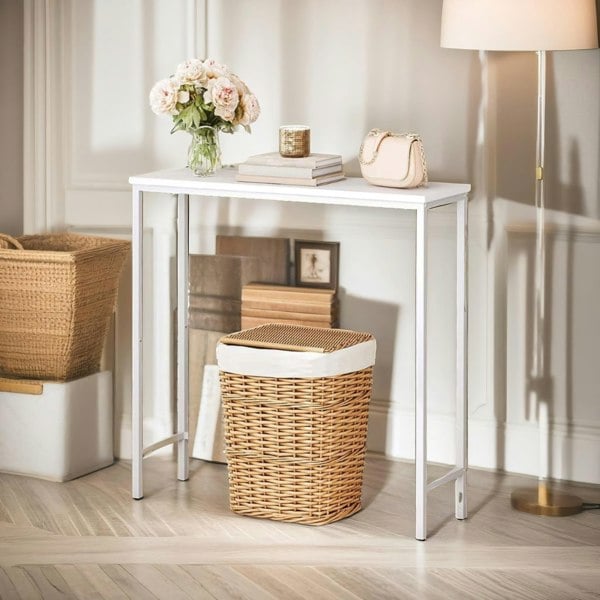 Rafaelo Mobilia Industrial Slim Hallway Console Table White