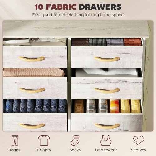 Wyld Haus Nipa Fabric And Metal Natural Wood Finish 10 Drawer Storage Chest