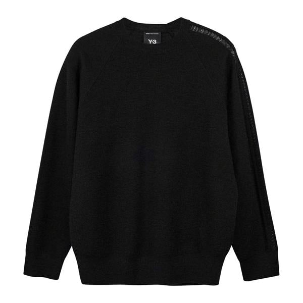 Y-3 Mens Logo Knitted Crew Neck Sweatshirt - Black - 