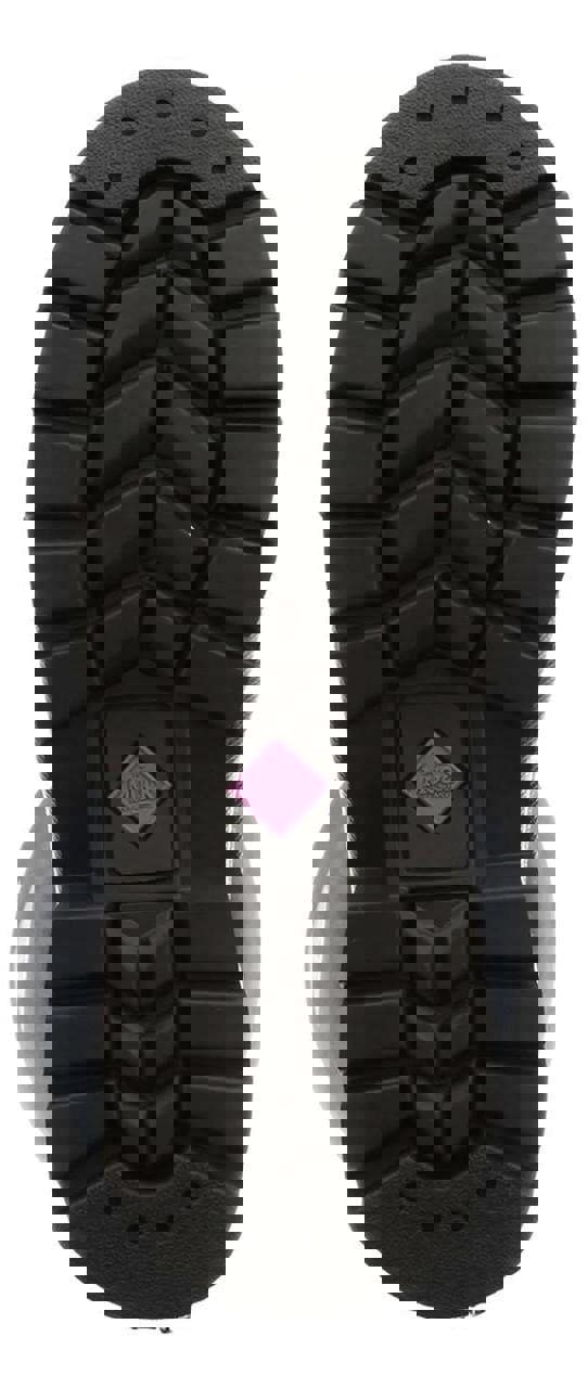 Muck Boots MUCK Chore Classic Tall Womens Stable Farm Wellington Wellies Boots, black rubber sole with deep tread pattern for traction and durability.