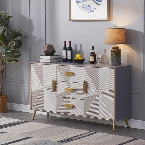 Delp Sideboard in a lifestyle setting with rustic oak sideboard