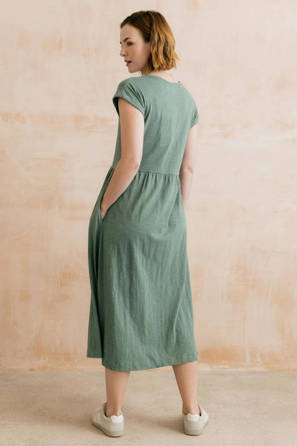 Lily & Me Shine Organic Cotton Jersey Dress Laurel Green