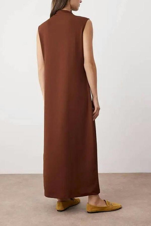 WOVCOR High Neck Sleeveless Knitted Lined Undershirt Dress