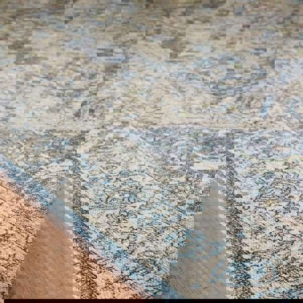 The Rugs Eco-Washable Grey Blue Green Vintage Rug |Stylish & Practical