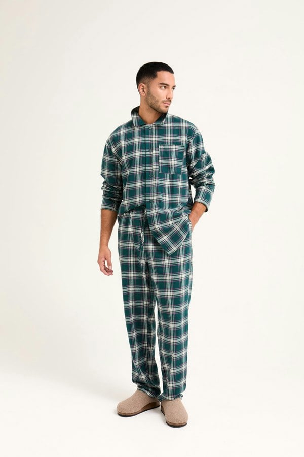 Mister You Plaid Pyjama Set in Green - Pajamas
