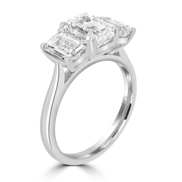 Sarah Layton Platinum Emerald Cut Diamond Three Stone Ring, 4.52ct