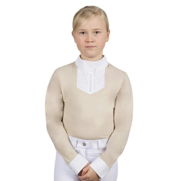 Coldstream Childrens/Kids Next Generation Ruffled Crystal Long-Sleeved Show Shirt - Latte