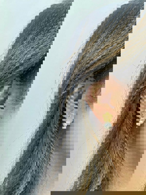 SVNX Floral Pearl Stud Earrings in Gold Colour