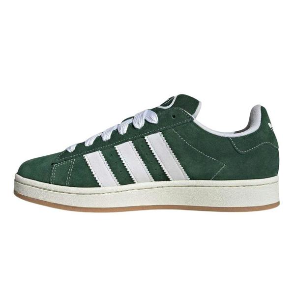 Adidas Unisex Adult Campus 00s Leather Flat Trainers - Dark Green/White - 