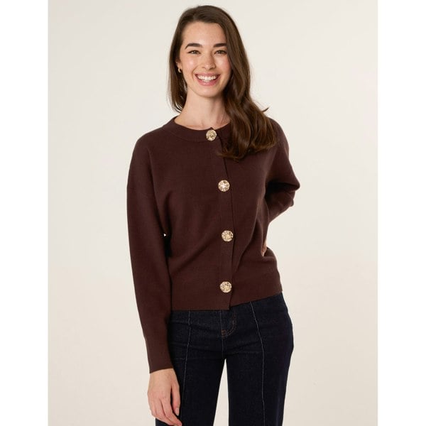 Blue Vanilla Gold Flower Button Cardigan