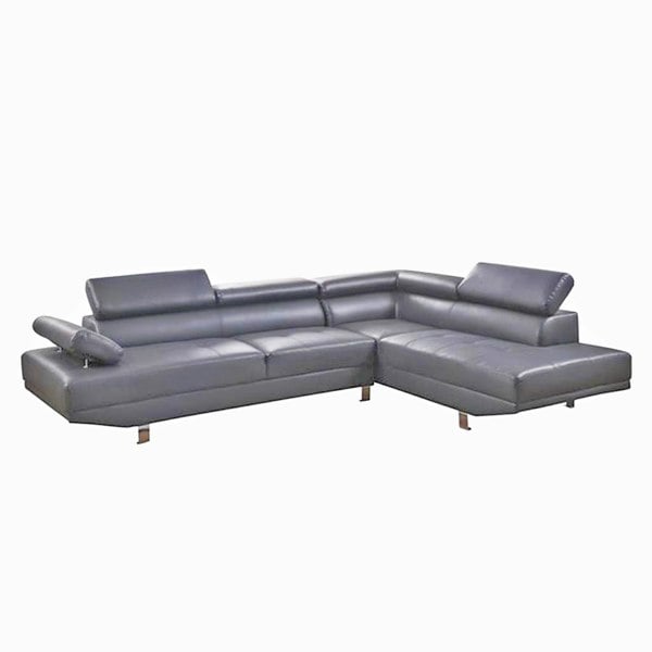 SQUAREBOXX Fidenza Leather Corner Sofa in Grey
