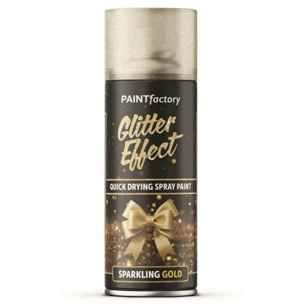 Paint Factory 1X - Paint Factory Gold Glitter Effect Spray Paint 400ml