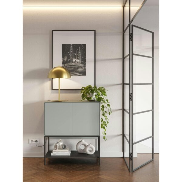 Decortie Amira 80cm Modern Console Table, Small Sideboard with Metal Legs & Push-to-Open Doors