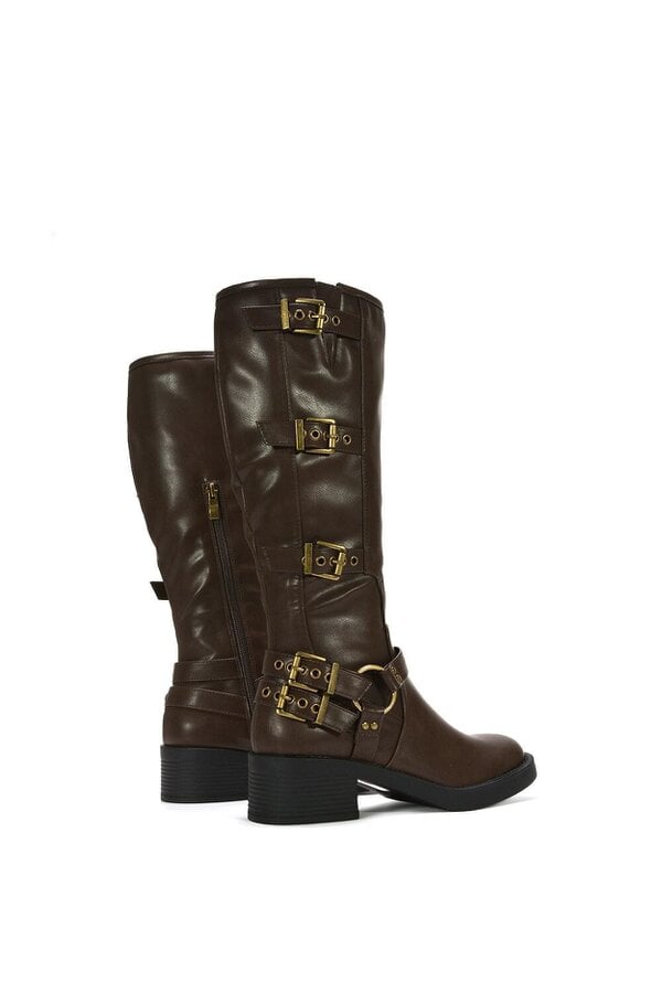 XY LONDON Harness square toe Knee High Biker Boots