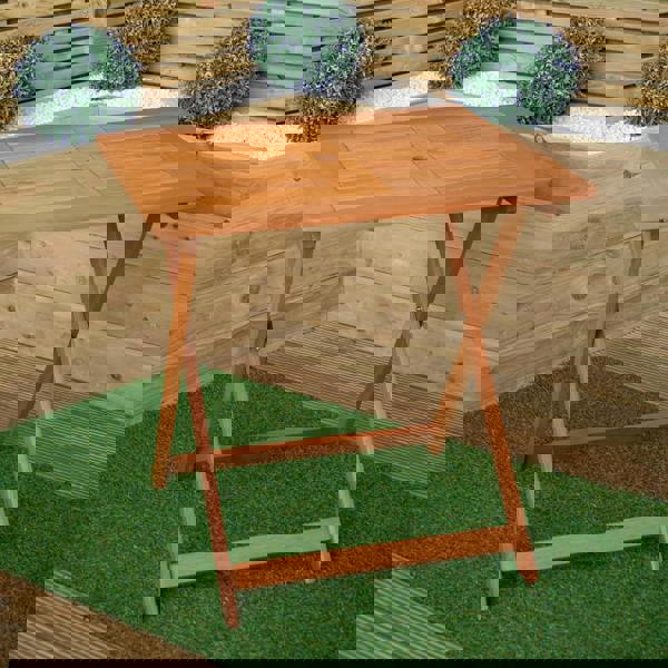 Samuel Alexander Outdoor 4 Person Folding Square Wooden Garden Dining Table Chairs Grey Parasol and Base Set