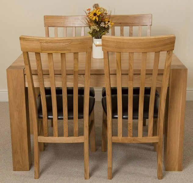 That's Furniture Kuba Small Oak Dining Table with Harvard Oak Chairs