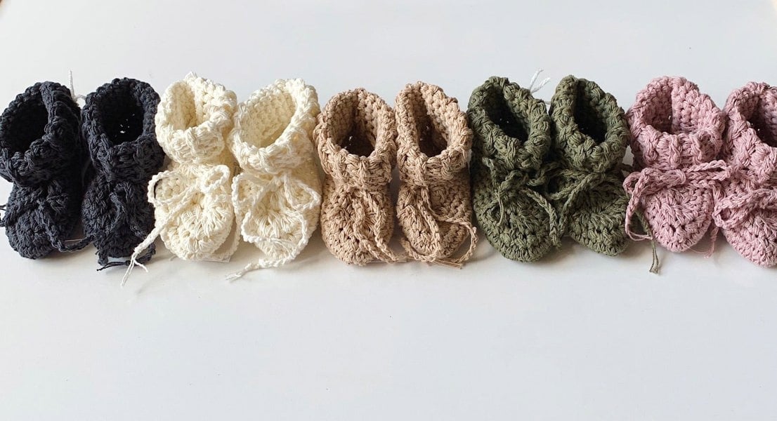 Gooseberry Fool Cotton Tie Baby Booties