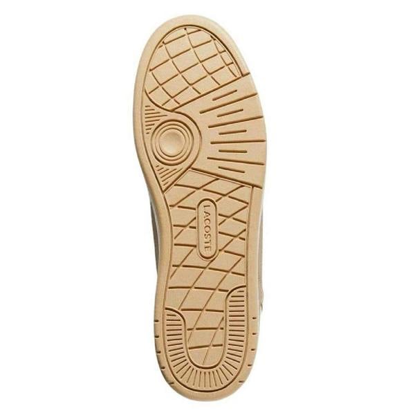 Lacoste Mens T-Clip Leather Low Cut Flat Trainers - Light Brown - 