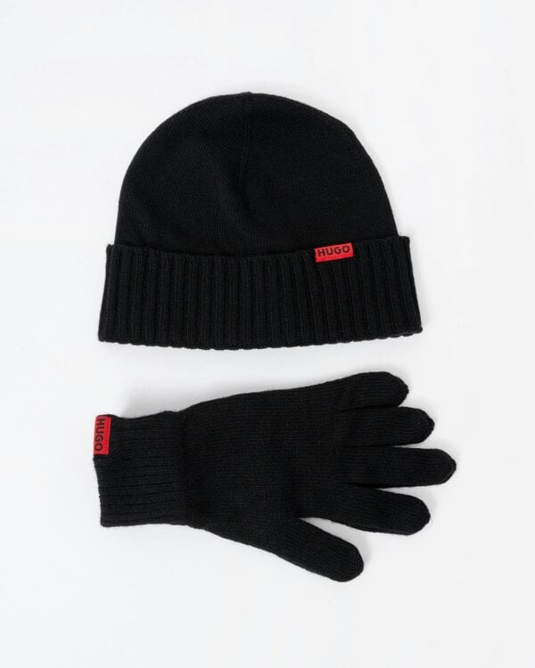 HUGO Xanti Mens Beanie and Gloves Gift Set - Black 001