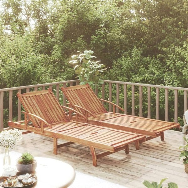 Berkfield Sun Loungers 2 pcs Solid Wood Acacia