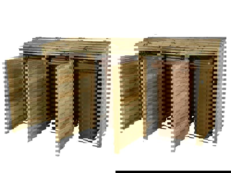 Arbor Garden Solutions Wooden Wheelie Bin Store, Natural Finish