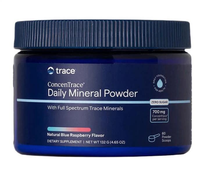 Trace Minerals ConcenTrace Daily Mineral Powder, Natural Blue Raspberry - 132g