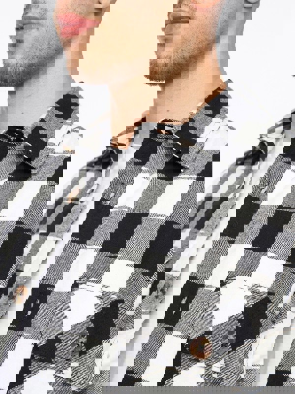 Crosshatch Demaro Check Lined Overshirt Black