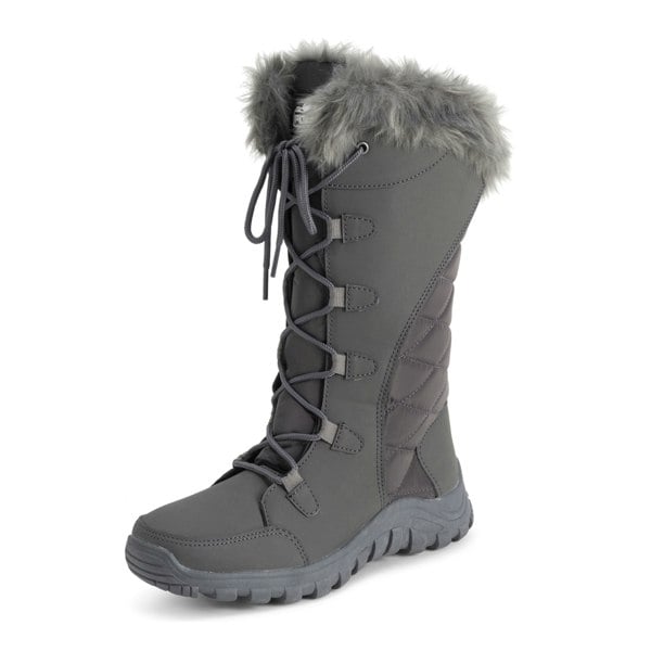 VIVA Women's Quilted Lace Up Waterproof Black Outdoor Cuff Snow Rain Boot