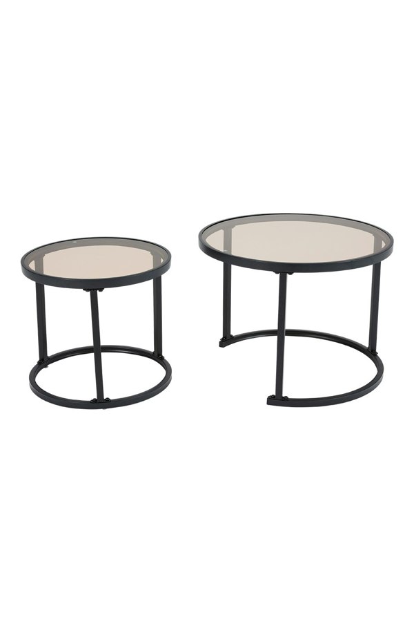 Living and Home Tea Glass Round Nesting Coffee Table Set of 2
