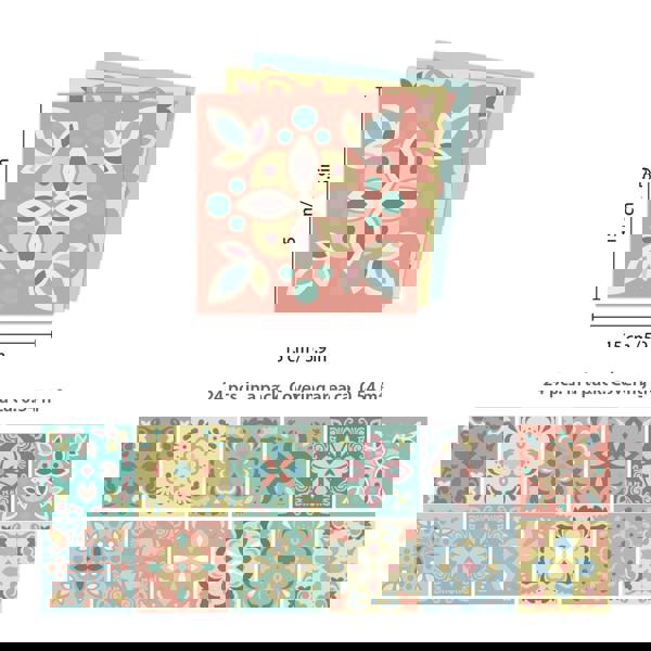 WT1558 - Marbella Colourful Spanish Wall Tile Sticker Set - 15 cm x 15 cm - 24 pcs