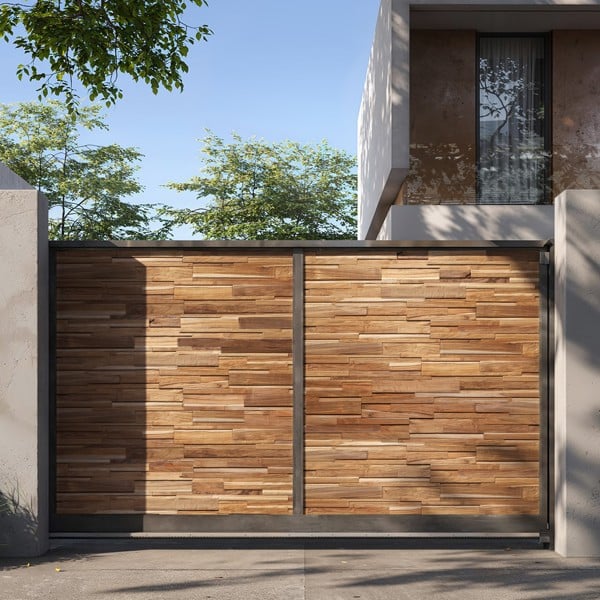 Wallsupply UltraWood Firenze XL Solid Teak Wood Panels, internal External Wall Cladding 3D Interlocking Tiles, 10pcs 1.4m²