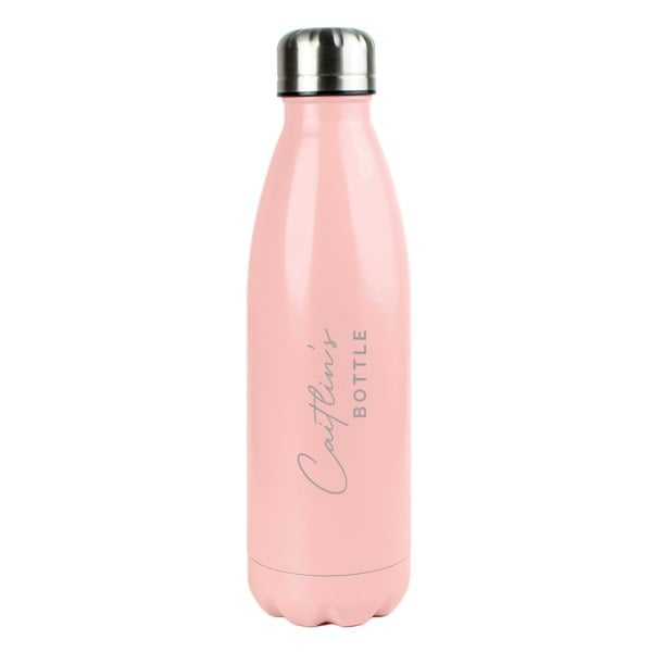 Personalised Memento Company Personalised Pink Metal Insulated Drinks Bottle