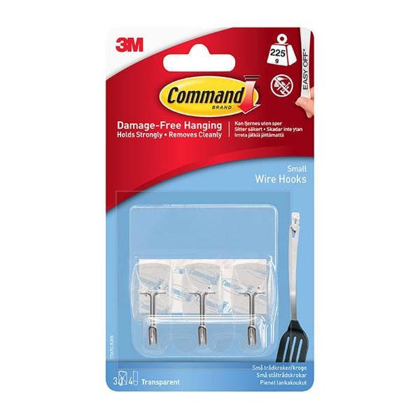 Command 17067CLR Small Clear Wire Hooks 225g 3pk - One Colour
