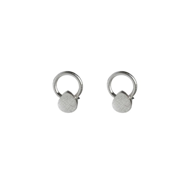 Spero London Sterling Silver Natural Textured Drop Stud Earrings