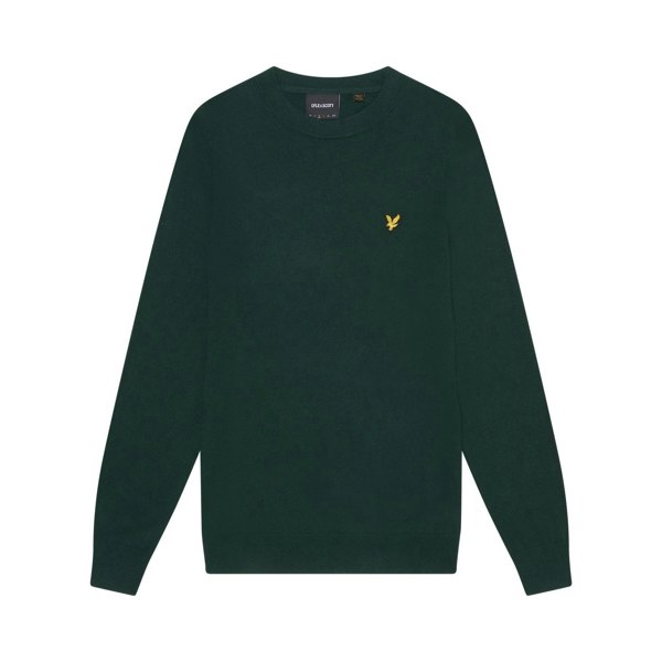 Lyle & Scott Mens Cotton Merino Crew Neck Jumper - Dark Green