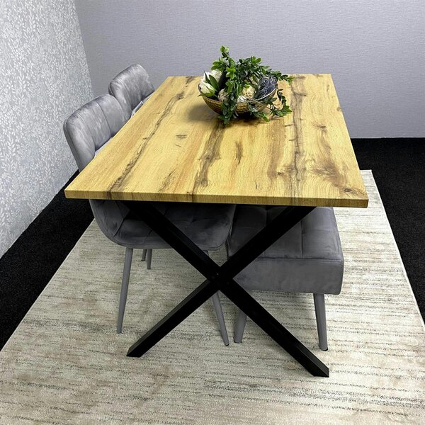 Kosy Koala Modern Dining Table Set with 2 Grey Velvet Chairs And Grey Velvet Bench Dining Room Furniture