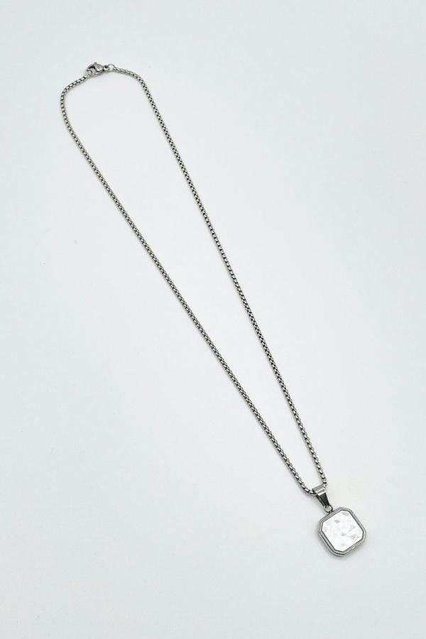 SVNX Seashell Square Pendant Necklace in Silver