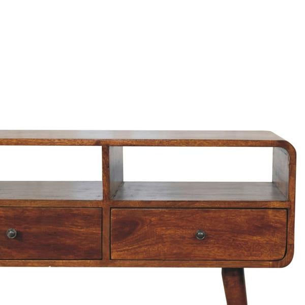 Artisan Furniture Solid Wood Triple Curved Chestnut Console Table