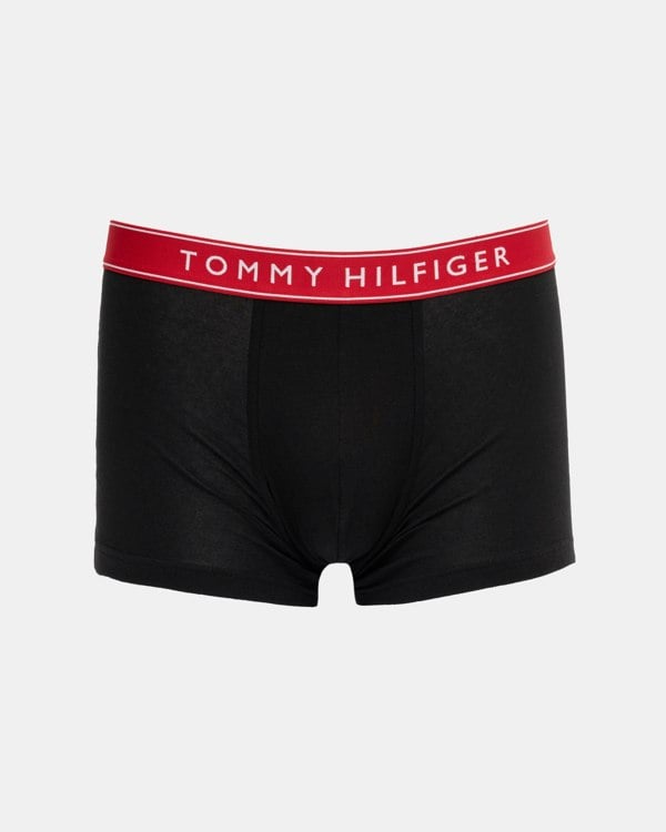 Tommy Hilfiger 3 Pack Mens Waistband Trunks - Burgundy / Red / Primary Red