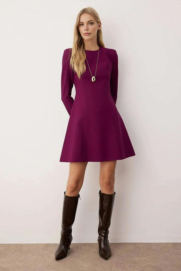 WOVCOR Mini Woven Dress with Flounce Skirt