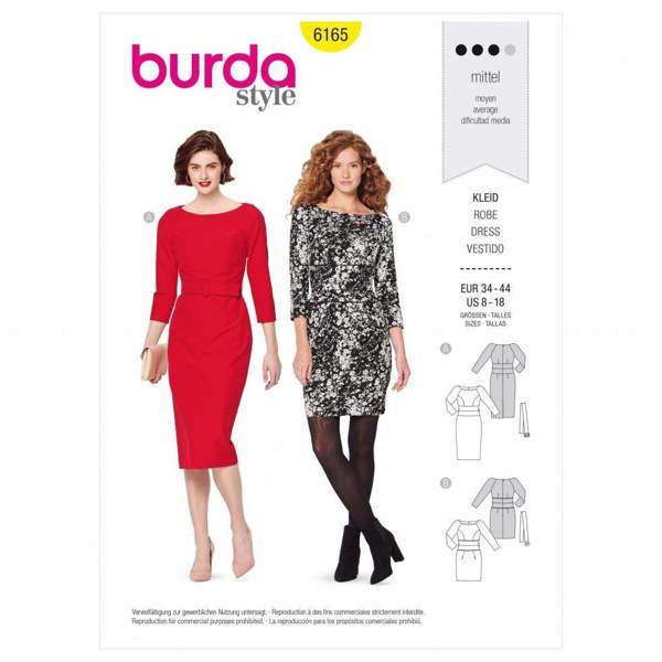 Burda Sewing Pattern 6165 Dresses For Women, 34 to 44 - Intermediate