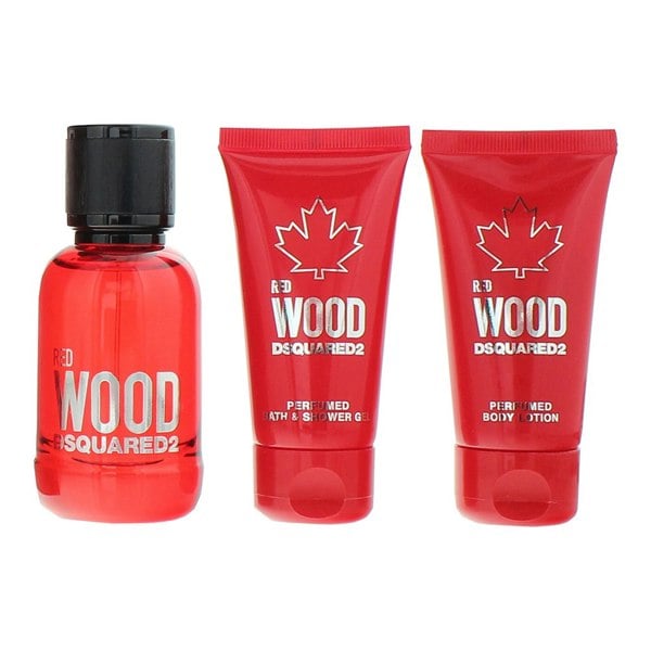 Dsquared2 Red Wood 3 Piece Gift Set: Eau de Toilette 50ml - Shower Gel 50ml - Body Lotion 50ml