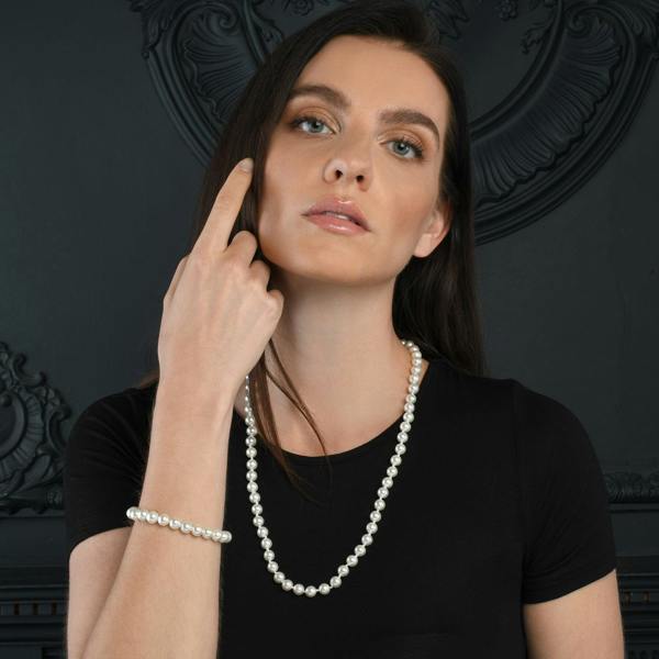 Zavana 24-inch Long Stylish Pearl Necklace for Women with White Shell Pearls