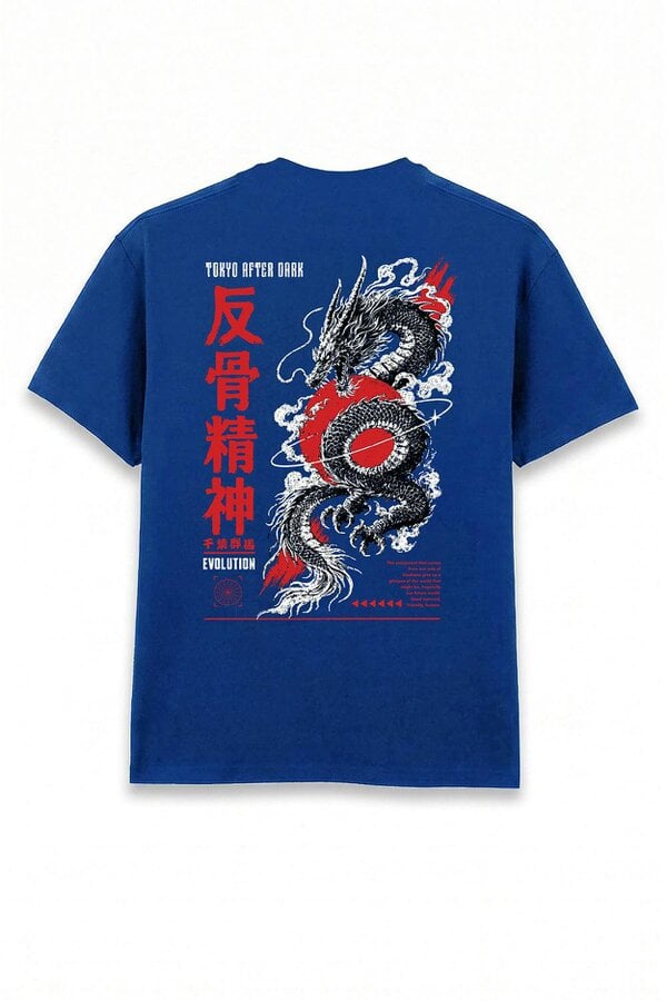 London Attitude Tokyo After Dark Dragon Oversized Heavyweight Graphic T-Shirt