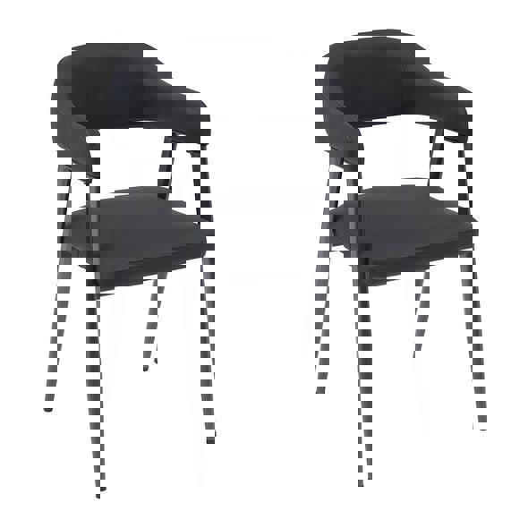 MMT Furniture Designs Dining Chairs Set of 2, Wrap Around Armchair, Vintage Design in Tan, Grey, or Black for Sophisticated Spaces (Black)