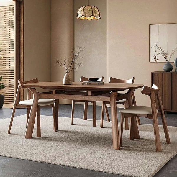Detail view of Aitken Round Folding Dining Table, Solid Wood with 6 seater folding dining table