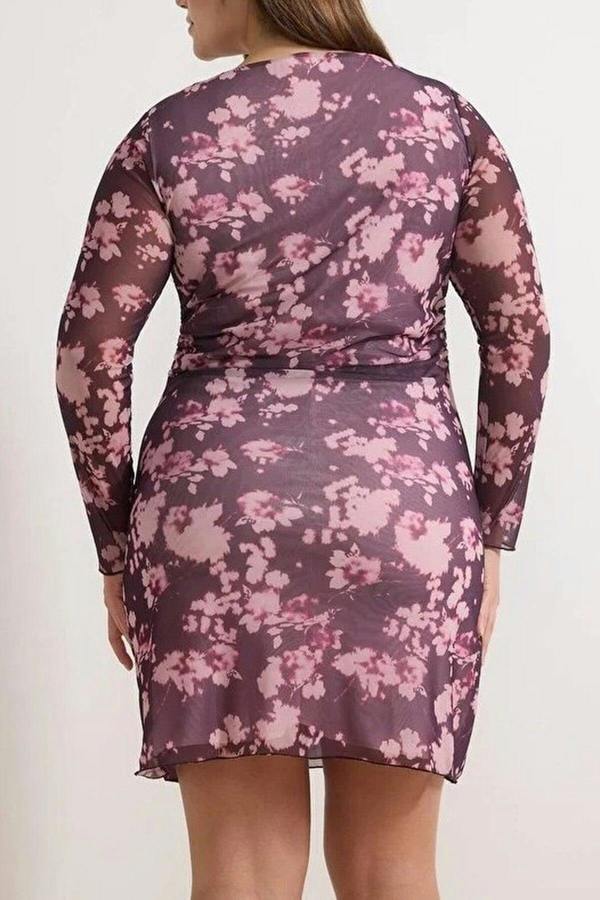 WOVCOR A-Line Mini Knitted Plus Size Dress