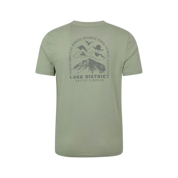 Mountain Warehouse Mens Lake District Back Print Short-Sleeved T-Shirt - Khaki Green - 